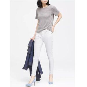 Banana Republic Mid Rise STAIN RESISTANT WHITE Skinny Jeans Size 26/2 RT$100 NEW